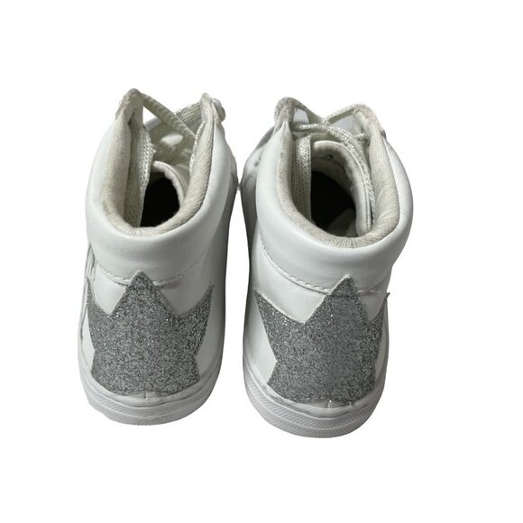 GIRLS Glitter Doodle Hi Top Sneaker Shoes White Girls Size 2 - Picture 4 of 9